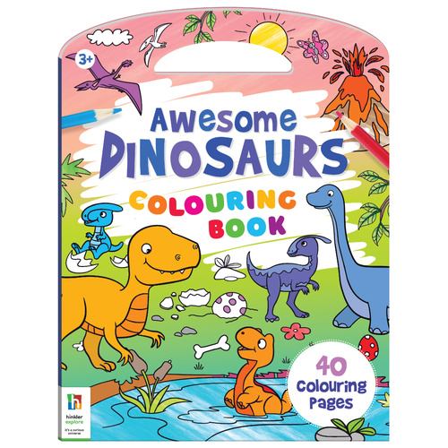 AWESOME DINOSAUR COLOURING BOOK WITH HANDLE