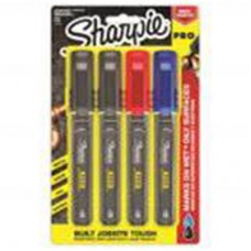 Sharpie Pro Fine Permanent Markers - Assorted / Pack of 4 (Surface: Metal/Wood/PVC/Concrete)